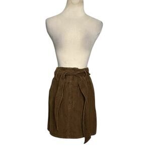 Rewash Brown Corduroy Cotton Front Zipper Belted Mini Skirt size 3